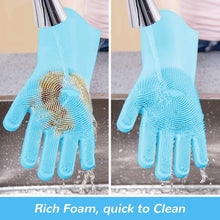 Load image into Gallery viewer, Meidong Silicone Dishwashing Gloves, Reusable Dish Gloves Cleaning Brush Heat Resistan with Sponge Scrubbers for Kitchen Clean, Housework, Bathroom, Bathing, Car Washing