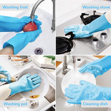 Load image into Gallery viewer, Meidong Silicone Dishwashing Gloves, Reusable Dish Gloves Cleaning Brush Heat Resistan with Sponge Scrubbers for Kitchen Clean, Housework, Bathroom, Bathing, Car Washing
