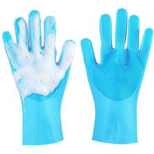 Load image into Gallery viewer, Meidong Silicone Dishwashing Gloves, Reusable Dish Gloves Cleaning Brush Heat Resistan with Sponge Scrubbers for Kitchen Clean, Housework, Bathroom, Bathing, Car Washing