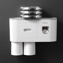 Load image into Gallery viewer, Meidong Toothbrush Holder Easy Install Large Capacity Storage, with Cosmetic Drawer Organizer and Toothbrush Rack, Integrated with Automatic Toothpaste Dispenser, Space Saving with Magnetic Cup Design