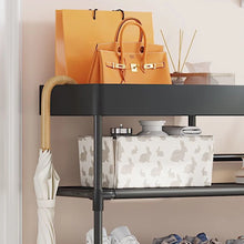 Load image into Gallery viewer, 5-Tier Free Standing Shoe Rack, 30.9 Inches Shoe Shelf, Entryway Shoe Organizer Storage Cabinet, with 4 Fabric Shelves and Storage Top for Bags or Shoes, Black
