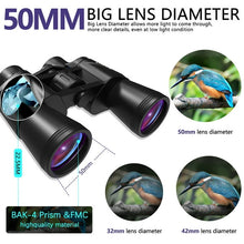 Load image into Gallery viewer, 20 x 50 Binoculars for Adults and Kids - High Power Life Waterproof HD Compact Binoculars for Bird Watching Hunting Hiking Sightseeing Travel Concerts with BAK4 Prism FMC Lens, Black
