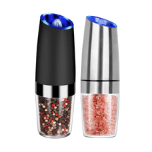Load image into Gallery viewer, 2 Pcs Electric Salt and Pepper Grinder Set Battery Operated One Hand Automatic Operation, Adjustable Coarseness Mill Grinders Shakers LED Light Stainless Steel, Kitchen Gadgets Gifts Ideas
