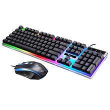 Load image into Gallery viewer, Gaming Keyboard and Mouse Combo, Mighty Rock LED Rainbow Backlit Keyboard with 104 Key Computer PC Gaming Keyboard for PC/Laptop (Black)
