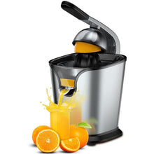 Load image into Gallery viewer, Movsou Electric Citrus Juicer for Orange Lemon Lime Grapefruit Juice, 150W Squeezer with Soft Rubber Grip, Stainless Steel Filter and Anti-drip Spout Lock - Silver

