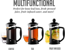 Load image into Gallery viewer, Kibhous French Press Coffee Machine Capacity 34Oz Coffee Machine, with 1 Filter, Heat-Resistant and Durable Borosilicate Glass, Black
