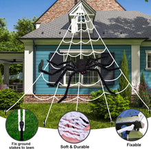 Load image into Gallery viewer, Swtroom 78.7in Giant Halloween Decorations Spider Triangular 16.4ft Giant Spider Web for Halloween Yard Decoration Party Creepy Decoration, Black
