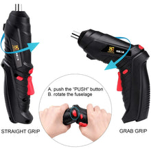 Load image into Gallery viewer, Movsou 47 Pcs Cordless Screwdriver 3.6V Max 3.5Nm 1.3Ah Li-Ion Electric Screwdriver Rechargeable Set with 47PCS Accessory Kit in Carrying Case,with LED Light,Black
