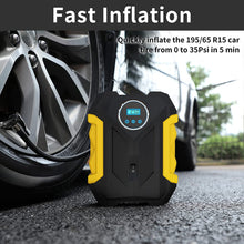 Load image into Gallery viewer, Tire Inflator Air Compressor, Portable Car Air Pump with Digital Pressure Gauge, 12V 150 PSI Cordless, Bright LED Light
