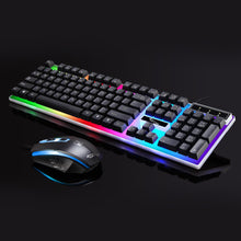 Load image into Gallery viewer, Gaming Keyboard and Mouse Combo, Mighty Rock LED Rainbow Backlit Keyboard with 104 Key Computer PC Gaming Keyboard for PC/Laptop (Black)
