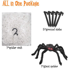 Load image into Gallery viewer, Swtroom 78.7in Giant Halloween Decorations Spider Triangular 16.4ft Giant Spider Web for Halloween Yard Decoration Party Creepy Decoration, Black

