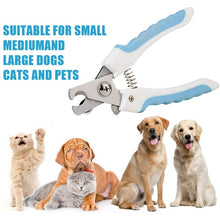 Load image into Gallery viewer, Pet Nail Clippers with Rubbing Burr Suit Dogs Claw Care Trimmer - Razor Sharp Blades - Cats Grooming Nail Cutter for All Pets (White and Blue)
