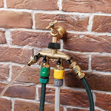 Load image into Gallery viewer, 4 Way Brass Hose Splitter Aedavey Solid Brass Hose Connector 3/4&quot; Hose Spigot Adapter Garden Hose Faucet Manifold with 4 Valves
