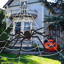 Load image into Gallery viewer, Swtroom 78.7in Giant Halloween Decorations Spider Triangular 16.4ft Giant Spider Web for Halloween Yard Decoration Party Creepy Decoration, Black
