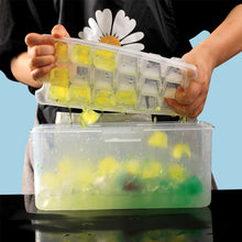 Load image into Gallery viewer, Kibhous 4 Pcs Ice Cube Trays with Lid and Bin, Silicone Plastic Ice Cube Molds for Freezer with Ice Box (72 Ice Cubes)
