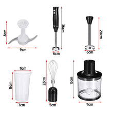 Load image into Gallery viewer, Immersion Hand Blender 4-in-1 500W Stick Blender with Chopper Beaker Whisk 2 Speed for Smoothies Shakes Sauces,Black
