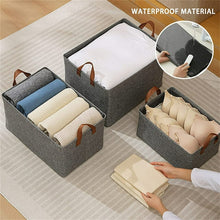 Load image into Gallery viewer, Kibhous 3 Pcs Fabric Storage Bins, 25L Foldable Storage Cubes with Steel Frame Support, Foldable Wardrobe Storage Box Pocket, Dark Gray

