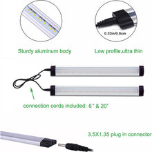 Load image into Gallery viewer, Kibhous 6 Pcs LED Under Cabinet Lights Rigid Bar Kit, Can Plugged or Directly Connected to an LED Driver, Super Bright Connectable Lighting Strip Suitable for Kitchen Cabinets, Counters, Warm White
