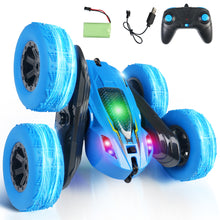 Load image into Gallery viewer, Remote Control Car Double Sided 360°Rotating 4WD RC Cars with Headlights 2.4GHz Electric Race Stunt Toy Car Rechargeable Toy Cars for Boys Girls Birthday (Blue)
