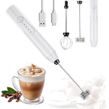 Load image into Gallery viewer, Milk Frother Wand Drink Mixer - Handheld Milk Frother Electric Whisk - Easy-Clean Stainless Steel Frother Wand &amp; Mini Blender - Electric Coffee Frother for Milk Coffee Lattes
