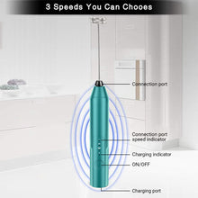 Load image into Gallery viewer, Milk Frother Wand Drink Mixer - Handheld Milk Frother Electric Whisk - Easy-Clean Stainless Steel Frother Wand &amp; Mini Blender - Electric Coffee Frother for Milk Coffee Lattes
