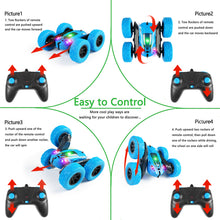 Load image into Gallery viewer, Remote Control Car Double Sided 360°Rotating 4WD RC Cars with Headlights 2.4GHz Electric Race Stunt Toy Car Rechargeable Toy Cars for Boys Girls Birthday (Blue)
