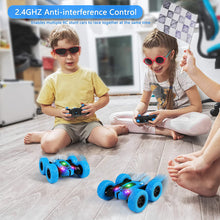Load image into Gallery viewer, Remote Control Car Double Sided 360°Rotating 4WD RC Cars with Headlights 2.4GHz Electric Race Stunt Toy Car Rechargeable Toy Cars for Boys Girls Birthday (Blue)
