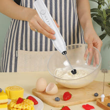 Load image into Gallery viewer, Milk Frother Wand Drink Mixer - Handheld Milk Frother Electric Whisk - Easy-Clean Stainless Steel Frother Wand &amp; Mini Blender - Electric Coffee Frother for Milk Coffee Lattes
