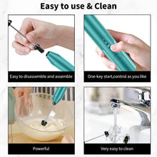 Load image into Gallery viewer, Milk Frother Wand Drink Mixer - Handheld Milk Frother Electric Whisk - Easy-Clean Stainless Steel Frother Wand &amp; Mini Blender - Electric Coffee Frother for Milk Coffee Lattes
