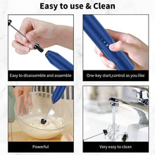 Load image into Gallery viewer, Milk Frother Wand Drink Mixer - Handheld Milk Frother Electric Whisk - Easy-Clean Stainless Steel Frother Wand &amp; Mini Blender - Electric Coffee Frother for Milk Coffee Lattes
