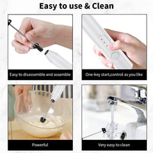 Load image into Gallery viewer, Milk Frother Wand Drink Mixer - Handheld Milk Frother Electric Whisk - Easy-Clean Stainless Steel Frother Wand &amp; Mini Blender - Electric Coffee Frother for Milk Coffee Lattes
