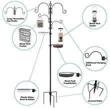 Load image into Gallery viewer, kibhous 4-Hook Bird Feeding Station Bird Feeding Station Kit 92in Steel Tall Bird Feeder Poles with Bird Bath, Mesh Tray Suet Feeder

