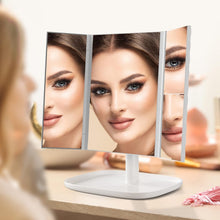 Load image into Gallery viewer, Movsou Vanity Mirror Makeup Mirror with Lights, 3 Color Lighting Modes 52 LED Trifold Portable Mirror, 1X 2X 3X Magnification White
