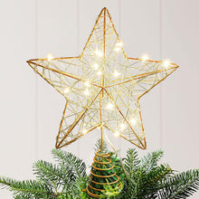 Load image into Gallery viewer, Christmas Star Tree Topper, Lighted Christmas Tree Topper, Hollow Gold Lighted Tree Star, LED Light up Xmas Tree Topper with 30 LE

