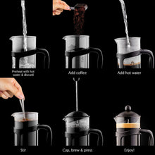 Load image into Gallery viewer, Kibhous French Press Coffee Machine Capacity 34Oz Coffee Machine, with 1 Filter, Heat-Resistant and Durable Borosilicate Glass, Black
