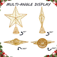 Load image into Gallery viewer, Christmas Star Tree Topper, Lighted Christmas Tree Topper, Hollow Gold Lighted Tree Star, LED Light up Xmas Tree Topper with 30 LE
