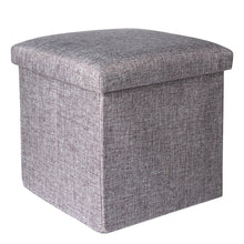 Load image into Gallery viewer, 12 Inch Linen Storage Ottoman Cube,Square Ottoman Foot Rest Stool with Memory Foam Seat, Foldable Storage Boxes Chest, Grey
