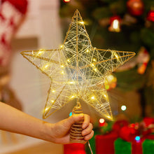 Load image into Gallery viewer, Christmas Star Tree Topper, Lighted Christmas Tree Topper, Hollow Gold Lighted Tree Star, LED Light up Xmas Tree Topper with 30 LE

