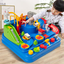 Load image into Gallery viewer, Kids Race Track Car Adventure Toy for Toddlers, Car Rescue Adventure Toys with 4 Mini Car 6 Buttons for 3-7 Years Old Boys Girls, Manually Operated Car Playset Education Toys for Kids Age 3+, Blue
