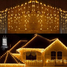 Load image into Gallery viewer, Uncahome 99ft Christmas Icicle Lights, Curtain Fairy Icicle String Lights with 228 Drops, Led Christmas Twinkle Lights for Holiday, Party, Christmas Decorations, Yellow
