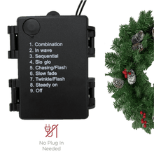 Load image into Gallery viewer, Mighty Rock 9FT Christmas Garland with 50 Waterproof LED Lights, Timer 8 Modes 20 Snowy Pinecones 98 Red Berries Battery Operated Pre-Lit Xmas Garland Christmas Decor for Christmas

