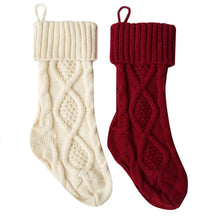 Load image into Gallery viewer, Christmas Stockings Large Knitted Stocking Ivory White Burgundy Solid Color 18&#39;&#39; 2 Pack for Family Xmas Holiday Party Decoration
