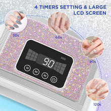 Load image into Gallery viewer, Maraawa UV LED Nail Lamp, 120W Rechargeable Cordless Nail Lamp, 4 Timer Modes with Crystal Diamonds，White
