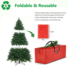 Load image into Gallery viewer, funsmile store Christmas Tree Storage Bag Storage Container Fits up to 7.5 ft Disassembled Tree Zippered Bag with Carry Handles 48" x 15" x 20" Red
