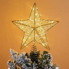 Load image into Gallery viewer, Christmas Star Tree Topper, Lighted Christmas Tree Topper, Hollow Gold Lighted Tree Star, LED Light up Xmas Tree Topper with 30 LE
