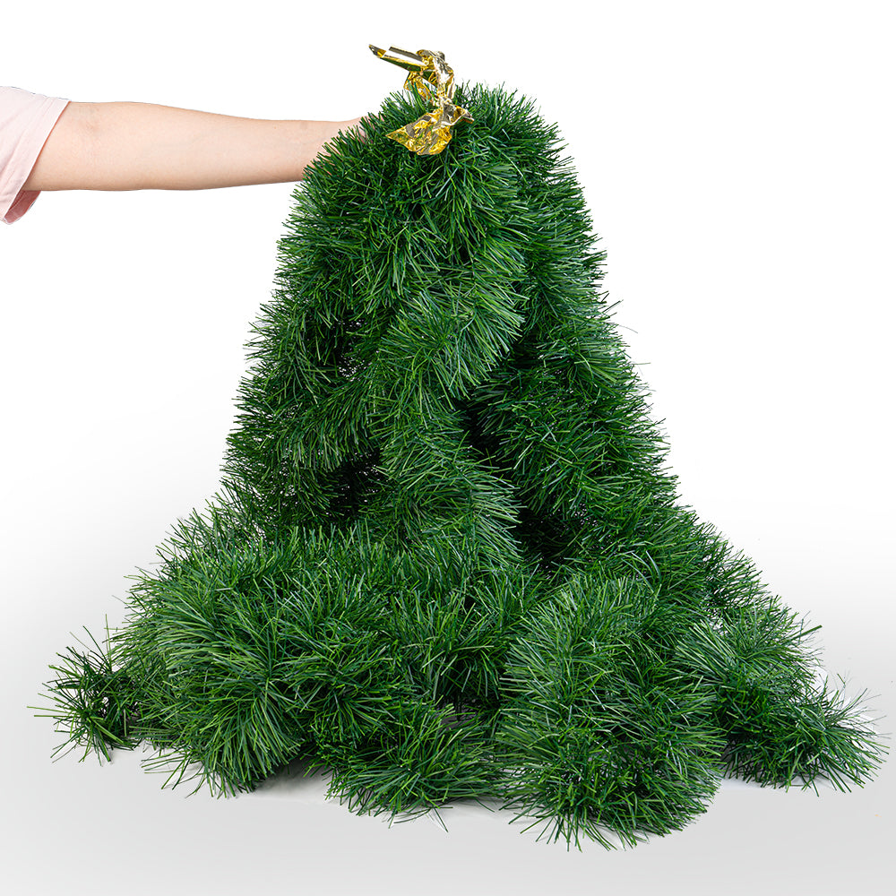 50FT Christmas Garland for Christmas Decoration, Non-Lit Soft Green Unlit Artificial Greenery Garland for Outdoor Or Indoor Decor, Artificial Christmas Twist Garland for Wedding Party Decoration