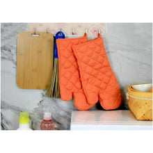 Load image into Gallery viewer, Movsou Oven Mitts 2 Pcs Set, Kitchen Oven Glove High Heat Resistant Long Flexible Thick Gloves for Cooking BBQ Kitchen Mitt Orange
