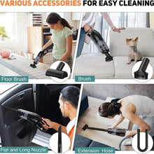 Load image into Gallery viewer, Cowin Portable Car Vacuum Cleaner: High Power Cordless Handheld Vacuum - 120W - Best Car &amp; Auto Accessories Kit for Detailing and Cleaning Car Interior Home Car Dual Purpose (Black)
