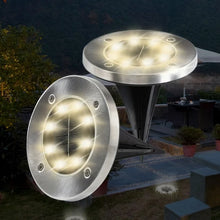 Load image into Gallery viewer, Cowin 8 Pack Solar Ground Lights 8 LED Solar Lights Outdoor Solar Powered Garden Lights Waterproof in-Ground Disk Lights for Patio Pathway Garden Lawn Yard Driveway Deck Walkway
