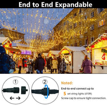 Load image into Gallery viewer, Funsmile Christmas String Lights LED Twinkle Cluster Lights 82Ft 200Led 8 Modes Timer Memory Function for Christmas Xmas Tree Holiday Party Garden Warm White
